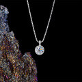 Sterling Silver Round Moissanite Necklace, Women's 2021 Trendy Pendant Choker-0-1
