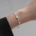 wholesale Sterling silver S925 irregularly cut heavy work broken silver heart-shaped square plaque bracelet jewelry S5549-0-1
