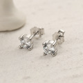 wholesale S925 Sterling Silver Four-Prong Zircon Ear Studs Fashion Minimalist Personality Trendy Sweet and Cool INS Daily Wear Earrings-0-1