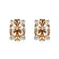 wholesale 925 Silver New 1ct VVS1 Colored Moissanite Oval Earrings by Yuntong Jewelry Cross-Border Hot Seller-0-0