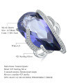 wholesale S925 Silver Luxe High-End Ionite Blue Sapphire Ring Fashion Large Carat Colored Crystal Ring, European and American Bestseller-0-0