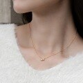 wholesale S925 Sterling Silver New Korean and Japanese Light Luxury Style Minimalist Geometric Opal Necklace for Women, Ins Cross-Border Supply-0-1
