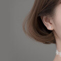 wholesale S925 silver stud earrings for women, Korean-style sweet and fresh,, with oval small leaf ear accessories G8487-0-3