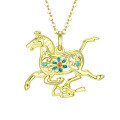 wholesale S925 Sterling Silver Original Chinese Trendy Galloping Horse Treading on a Flying Swallow Necklace Women's Small Collarbone Chain Versatile Fashion Jewelry Wholesale-0-4