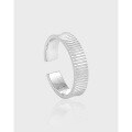 wholesale S925 Sterling Silver Small Niche Minimalist Retro Vertical Stripe Design Open Adjustable Ring for Women-0-0