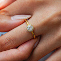 18K Gold Plated S925 Silver Moissanite Luxury Round Ring for Women-0-1