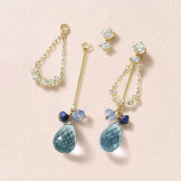 wholesale S925 Silver Plated 14K Gold with Lapis Lazuli and Light Blue Zircon, Take Up Forest Style Earrings, New Collection by Dunli Jewelry-Components-London Blue Quartz Stone Pendant 925 Silver