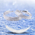wholesale S925 Sterling Silver Couple Feather Rings for Women, Korean Japanese Style Light Feather Student Minimalist Trendy Adjustable Open Ring-0-1