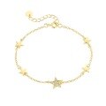 wholesale S925 Sterling Silver Geometric Star Accented with Crystals Women's Bracelet, French-inspired Minimalist Design-0-4