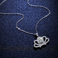 925 Sterling Silver 1-Carat Moissanite Princess Crown Pendant Necklace-0-1