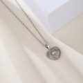 wholesale S925 Silver Korean Fashion Hollow Diamond-Encrusted Sweet Creative Beating Heart Pendant Necklace for Women-0-1