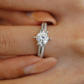 S925 Silver D Color Moissanite Women's Simulation Ring, 1 Carat Adjustable Opening-0-1