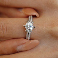 S925 Silver D Color Moissanite Women's Simulation Ring, 1 Carat Adjustable Opening.-1 carat (moissanite)  17 yards