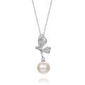 wholesale New Pure Silver 7-8mm Near-Round Freshwater Pearl Angel Pendant Fashion Women's Jewelry Gift Wholesale-0-4