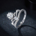 wholesale 18k Gold Plated S925 Silver Classic 1-Carat Round Moissanite Crown New Style Women's Ring-0-2