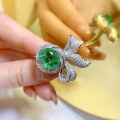 wholesale 925 silver new jewelry 5 carat emerald cut 10*12 oval-shaped ring cross-border bestseller-0-2