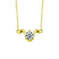 S925 Sterling Silver Moissanite Zodiac Necklace for Women-Aries (March 21 - April 19) (Gold)  1-carat moissanite