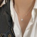 wholesale S925 Sterling Silver Korean Version Simple and Fashionable Delicate Fresh Heart-shaped Pendant Necklace for Women-0-1