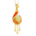 wholesale 925 silver gold-plated natural Hetian jade pendant with cold enamel phoenix tassel necklace, paired with Hanfu jade pendant accessories-0-4