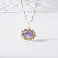 wholesale Metal with white zircon surrounding high-quality amethyst, elegant women's pendant for new autumn and winter collection-0-1