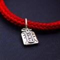wholesale Metal material: 925 sterling silver retro matte small pendant peace amulet red rope braided bracelet pendant DIY bracelet accessory wholesale-0-2