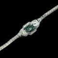 wholesale 925 Silver Gold-Plated Bracelet with High-Carbon Diamond Cushion-Cut Muzo Green Art Deco Antique Exquisite Women's Bracelet-0-2