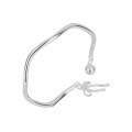 wholesale 999 Silver Wave Bracelet for Women, Japanese Korean Minimalist Niche Bow Bell Young Style Pure Silver Open Bangle-0-4