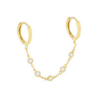 wholesale S925 Sterling Silver Single Double Circle Earring With Micro Inlaid Zircons, Amazon Bestseller-gold