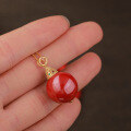 wholesale 925 Sterling Silver Gold-Plated with High-Content Red Cinnabar Bead Pendant King's Sand Charm Necklace for Women-0-3