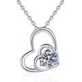 S925 Sterling Silver Moissanite Heart Pendant for Women-0-3