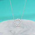 wholesale S925 Sterling Silver Moissanite Full Pavé Circle Necklace for Women, Minimalist Design Pendant, Luxe Personality Round Lock-0-0