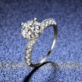 Silver Moissanite Ring Angel Wings-0-0