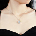 Sterling Silver Wholesale Necklace with Emerald Cut Oval Moissanite-0-3