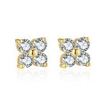 S925 Silver Gold-Plated D Color Moissanite Small Four-Leaf Clover Earrings-0-3