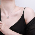 S925 Sterling Silver Zircon Five-Petal Flower Necklace, Elegant and Sophisticated-0-2