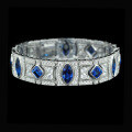 wholesale Metal material: 925 silver gold plated High carbon diamond, royal blue, Art Deco style antique party jewelry for women bracelet-0-0