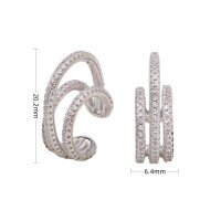 wholesale S925 Sterling Silver Cross-Border Exquisite High-End Micro-Inlaid Zircon Ear Clip, French Retro Style, Ear Cuff for Non-Pierced Ears-925 silver gold plated 925 silver
