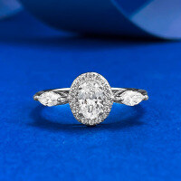 wholesale S925 Gold-Plated Silver 4*6mm Oval Single Diamond Ring for Women, Minimalist and Elegant Starry Sparkle Ring Band-R1351 Oval White Diamond Ring  Size 9