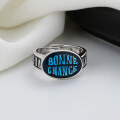 wholesale S925 Sterling Silver Wide Oval Colorful Epoxy Resin English Letter Ring, Stylish and Trendy Hip-Hop Style-0-3