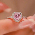 wholesale S925 Silver New Style 7*7 Heart-Shaped Pink Diamond Dainty Cross-Border Live Streaming Women's Jewelry-0-0
