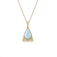 wholesale [925 Silver Gold Plated] Retro Luxury Natural Larimar Pendant with Exquisite Zircon, Aget* Same Style Women's Necklace Wholesale-Natural Sea Stone Pendant 925 Silver