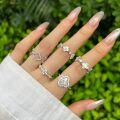 wholesale S925 Sterling Silver Light Luxury Women's Ring with White Mother-of-Pearl, Four-Leaf Clover, Zirconia, Designed to be Stylish and Fashionable with an Ins Aesthetic-0-0