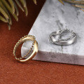 wholesale S925 Sterling Silver Trendy Minimalist Chain Plated Gold Open Adjustable Ring Unisex Couple Bands-0-3