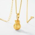 wholesale S925 Sterling Silver Vintage Hand-Pulled Silk Small Lucky Bag Pendant Collarbone Necklace for Women, High-End Sense Light Luxury Money Bag Necklace Wholesale-0-1