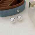 wholesale S925 Sterling Silver Irregular Semi-Sphere Stud Earrings Women Japanese Korean New Fashion Trendy Heavy Duty Earrings-0-5