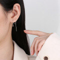 wholesale S925 Sterling Silver Korean Style Minimalist Ins Stud Earrings Long Pearl Trendy Earrings-0-3