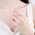 wholesale Pt950 plated S925 silver ring with radiant cut moissanite, direct from manufacturer wholesale-0-3