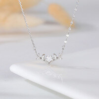 wholesale S925 Sterling Silver Maker You Are With Me Moving Necklace for Women, Minimalist High-Quality Collarbone Chain Festival Gift-A Deer With You Smart Necklace