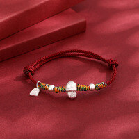 wholesale 999 sterling silver fortune serpent red rope bracelet for women, handmade woven snake year rope for trending zodiac birth year-Snake Year Bracelet Burgundy>999 Silver