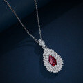 wholesale 925 Silver 2ct Teardrop 6*10 Lab-Grown Ruby Sapphire Emerald Pendant Necklace-0-1